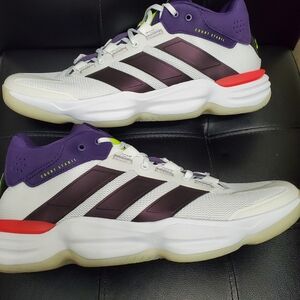 Adidas Court Stabil Mid Indoor Shoes Sneaker Mens White Purple JH5163